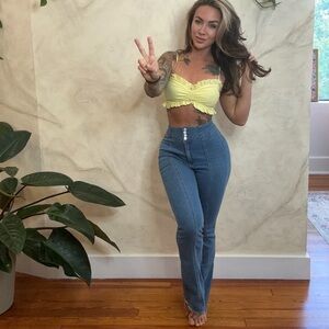 Yellow Ruffled Crop Top